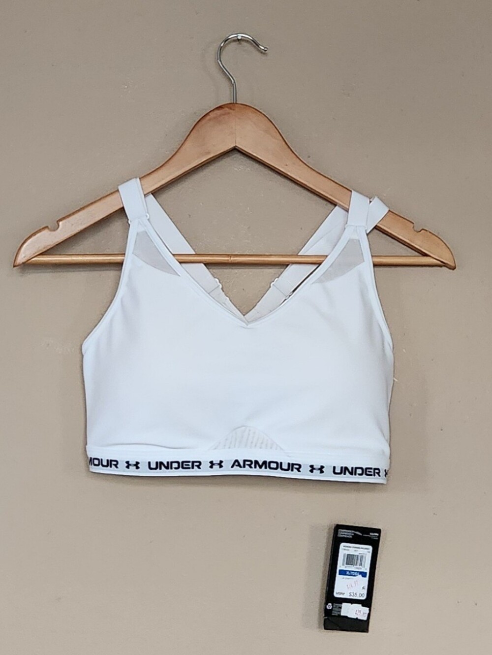 NWT UA Crossback Bra Low White Everyday Comfort Adjustable Straps Compression XL